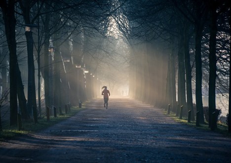 Person running in the morning