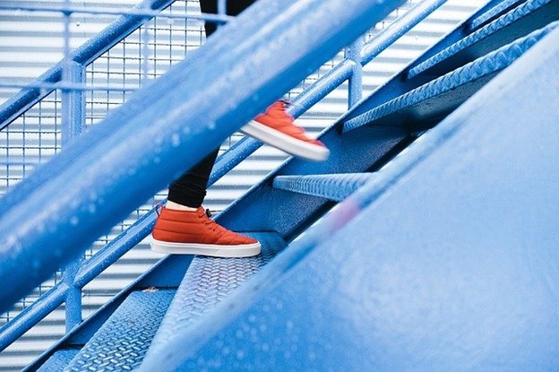 a person climbing stairs