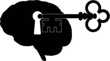 A key fitting into a lock in a brain