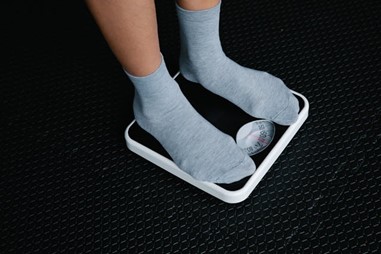 Someone on bathroom scale