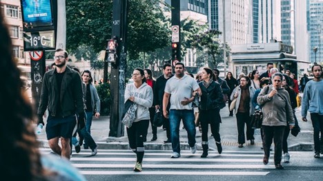 pedestrians on a busy city street