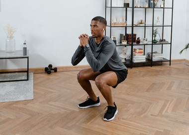 a man doing squats