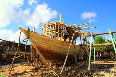 a boat under construction