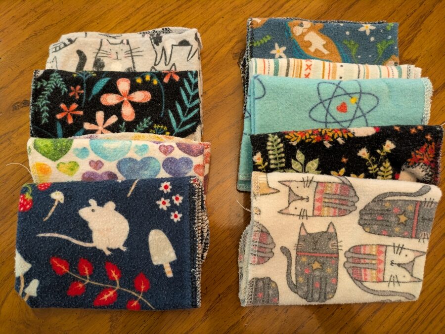 an assortment of Christina's cloth napkins